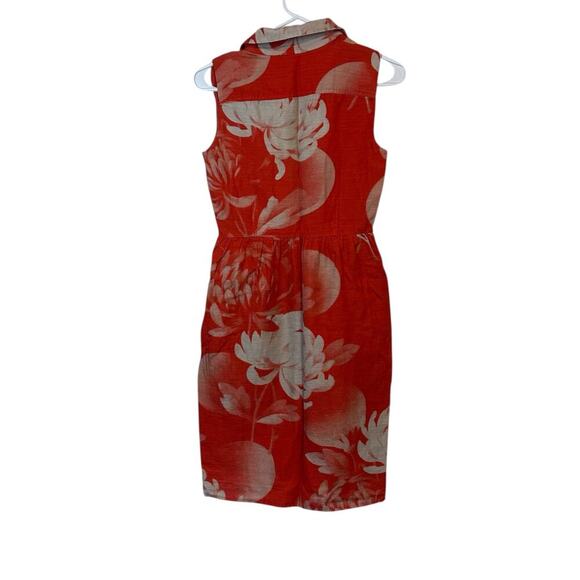 Jonathan Saunders Sleeveless Midi Shirt Dress Size 36 (US 4) Orange-Red/Beige - Picture 2 of 11